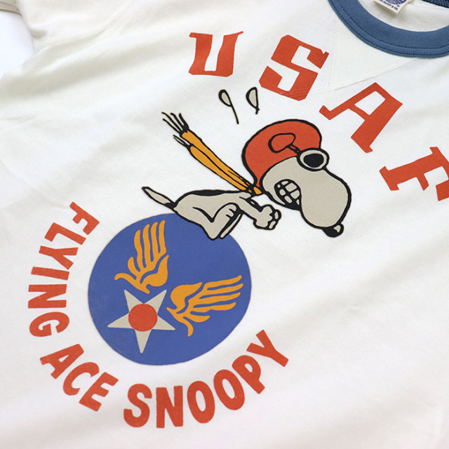 L TOYS McCOYスヌーピー Flying Ace トリム Tシャツ L TOYS McCOYスヌーピー Flying Ace トリム Tシャツ TOYS McCOY