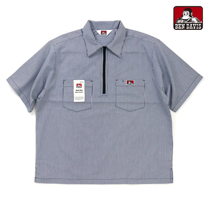 BEN DAVIS ベンデイビス シャツ 1/2 ZIP SS SHIRT ハーフジップ 半袖ワークシャツ ND-26580025 69.O.BLUE