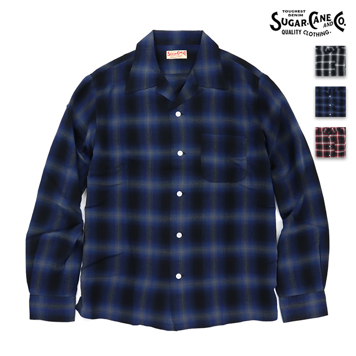 SUGAR CANE シュガーケーン シャツ RAYON OMBRE CHECK OPEN SHIRT レーヨン オンブレチェック オープン シャツ SC29120