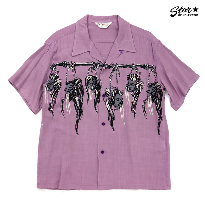 STAR OF HOLLYWOOD スターオブハリウッド HOPSACK RAYON OPEN SHIRT SHRUNKEN HEAD ホップサックレーヨン オープンシャツ シュランケンヘッド SH39705