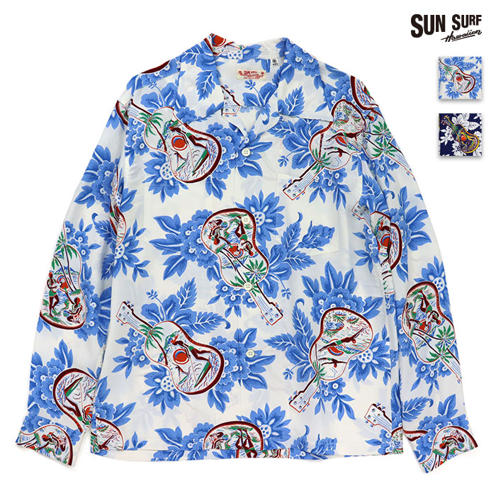 SUN SURF サンサーフ シャツ RAYON HAWAIIAN SHIRT UKULELE MELODY (LONG SLEEVE) レーヨン ハワイアンシャツ ウクレレ・メロディ（ロング・スリーブ）SS29603