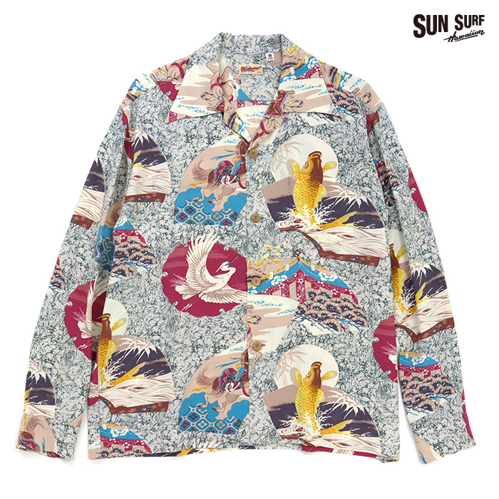 SUN SURF サンサーフ シャツ RAYON HAWAIIAN SHIRT JAPANESE QUAINT DESIGN (LONG SLEEVE) レーヨン ハワイアンシャツ ジャパニーズ・クイント・デザイン（ロング・スリーブ）SS29604