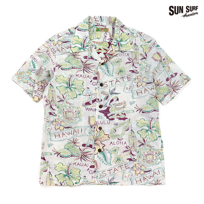 SUN SURF サンサーフ シャツ COTTON LINEN SLUBYARN HAWAIIAN SHIRT STATE OF HAWAII コットンリネンスラブヤーン ハワイアンシャツ ステート・オブ・ハワイ SS39693