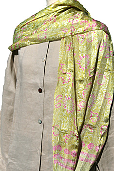 ストール■バリ バティックプリント シルクストール（YELGRN）