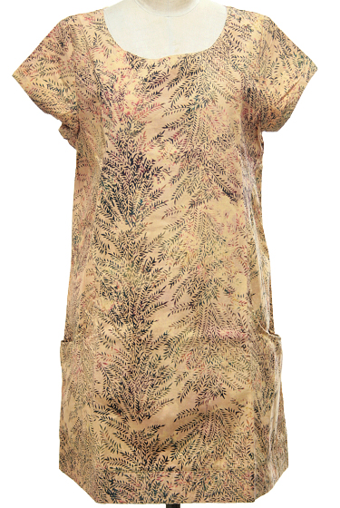 半袖チュニックワンピース ポケット付き（葉柄）