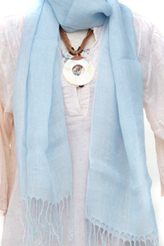 ストール■リネンストール（ブルー）