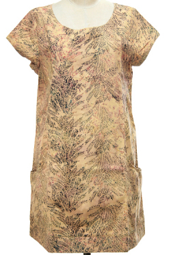 半袖チュニックワンピース ポケット付き（葉柄）