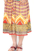 スカート■インド製ひざ丈プリントスカート（イエロー系）