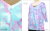 タイダイ柄 七分袖エスニックシャツ（ライトグリーン/パープル）