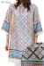 エスニックひしがた模様　七分袖光沢チュニックワンピース（ベージュ/ネイビー）