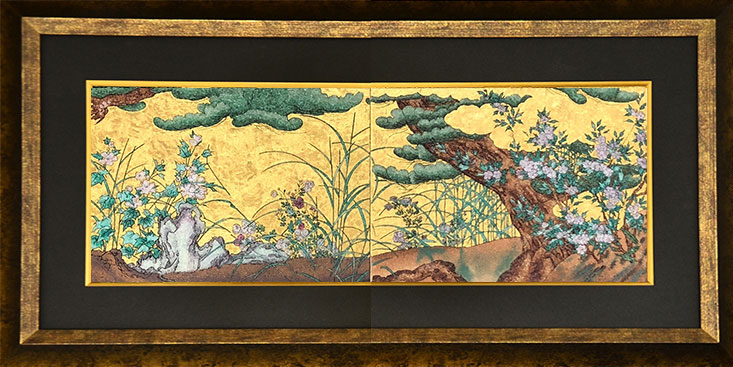 ジュエリー絵画　長谷川等伯『松に秋草図』　
