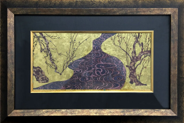 ジュエリー絵画 尾形光琳『紅白梅図屏風』