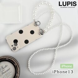 パールストラップドット柄iPhoneケース【iPhone13】