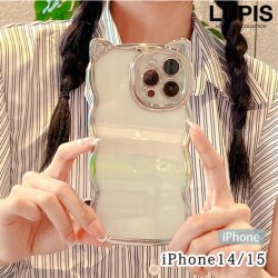 ウェーブライン猫耳iPhoneケース【iPhone14・iPhone15】