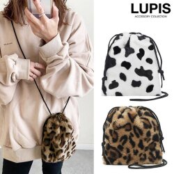 アニマルファー巾着ミニショルダーバッグ(ポーチ)