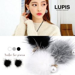 パールファー2wayバックキャッチピアス