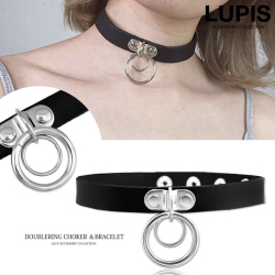 ダブルリングレザーチョーカーネックレス 激安ネックレスの通販販売 ルピス Lupis