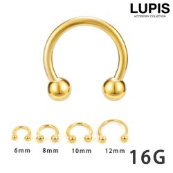 【16G】ゴールドシンプルサーキュラーバーベルボディピアス