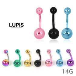 【14G】シンプルカラーバナナバーベルボディピアス・へそピアス