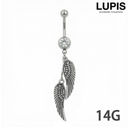 【14G】ツインウイングバナナバーベルボディピアス・へそピアス