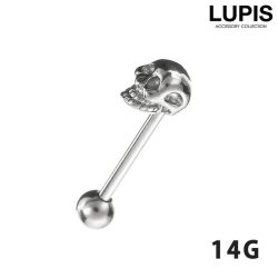 【14G】スカルヘッドストレートバーベルボディピアス