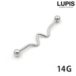 【14G】ウェーブインダストリアルロングバーベルボディピアス