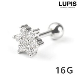 【16G】フラワーストーンストレートバーベルボディピアス