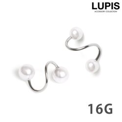 【16G】パールスパイラルバーベルボディピアス