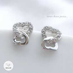 2連ハートキュービックデザインピアス【送料無料！】