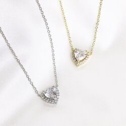 LACORDEハートキュービックビジューネックレス【送料無料】