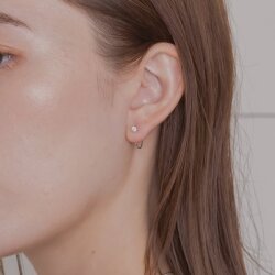 【金属アレルギー対応 316L】キャッチレスジルコニアステンレスフープピアス