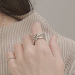 【金属アレルギー対応 316L】スリークロスラインステンレスリング