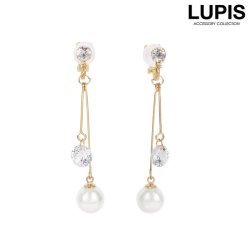 パール×ストーンワイヤースウィングイヤリング