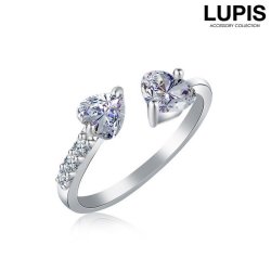 キュービックジルコニアダブルハートリング 激安リングの通販販売 ルピス Lupis