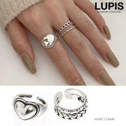 チェーン×ハートアンティークシルバーリング