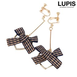 リボン×ハートイヤリング