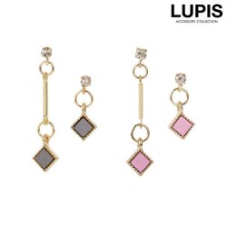 スクエアレザーアシンメトリーピアス