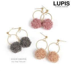 サークル×プードルファーボールピアス