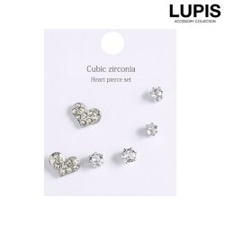 ハート×キュービックジルコニアピアスセット