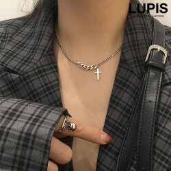 クロスアシンメトリーチェーンネックレス