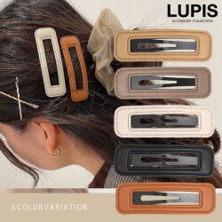 スクエアフレームレザーパッチンヘアピン