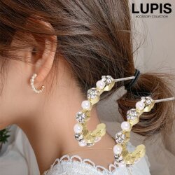 パール×パヴェストーンフープピアス
