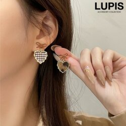 リボン×ハートパターンピアス