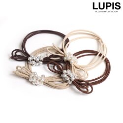リボン×パール3連ヘアゴム