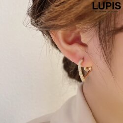 ハートシルエットフープピアス