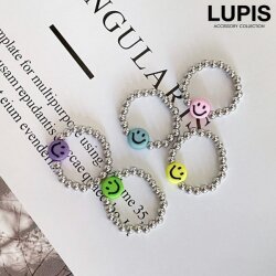 スマイルメタルビーズリング