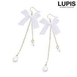 オーガンジーリボンロングフックピアス