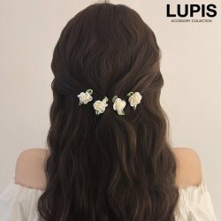 エレガントガーリーフラワープチヘアクリップセット