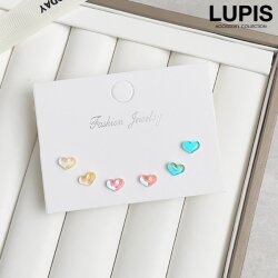 クリアカラーハートピアスセット