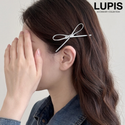 レザー調細リボンヘアクリップ